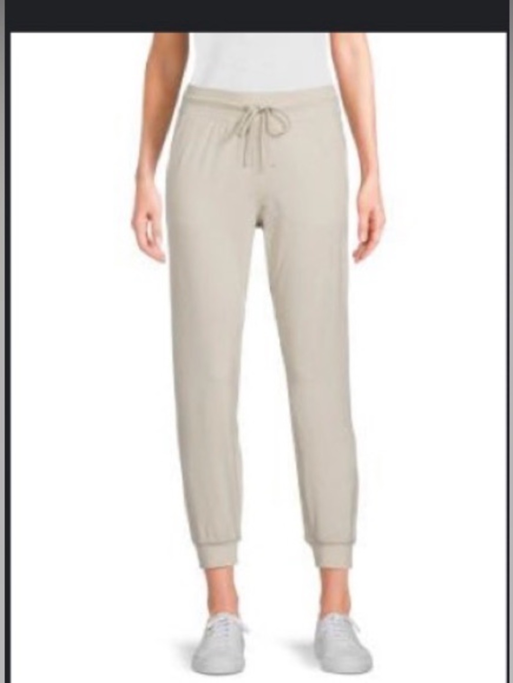 DKNY Neutral Cream Women’s Jogger Pants with Drawstring and Pants